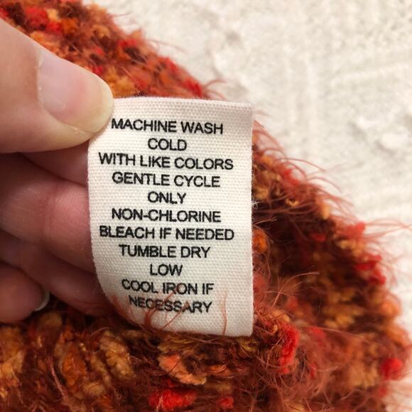 Textured Boucle Knit Button Front Cardigan Rust Orange Brown Small Soft Grunge - Picture 8 of 10